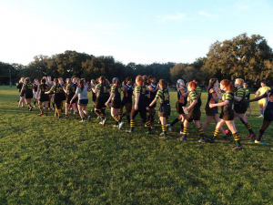 women's rugby shaking hands